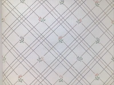 Papel pintado vintage mini floral con estampado de rayas rosa azul verde tostado 51 pies cuadrados Foto 1 de 4