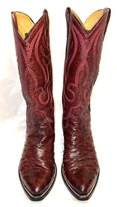 Maßgeschneiderte volle Feder Strauß Damen Westernstiefel Größe 4 burgundisch * U - Bild 1 von 10