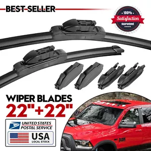 22in&22in Windshield U-hook Wiper Blades For Dodge Ram 1500 2500 3500 2009-2018 - Picture 1 of 12