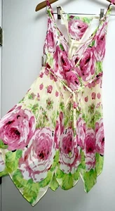 NWT Betsey Johnson VINTAGE Babydoll Slip Dress W Thong Roses Chiffon FAIRY L - Picture 1 of 16