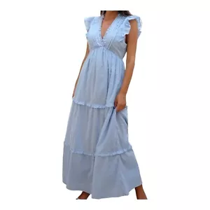 PANEROS Baby Hortensie blau mohnweiche Baumwolle Maxi Sommerkleid Feenkern XXS - Bild 1 von 9