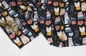 Fashion Star Cat Kitten Patterned Fabric made in Korea by Half Yard - Picture 1 of 6
