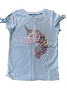 Carter's Kid Unicorn blue sequin T-Shirt tee short sleeve size 7 - Picture 1 of 2
