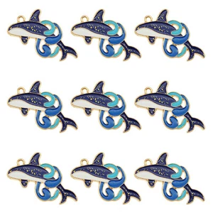 8 piezas Colgante Colgante Esmalte Multicolor Ballena Asesina Dijes Joyería Hágalo usted mismo Hallazgos - Imagen 1 de 5