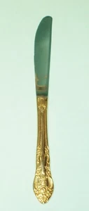 HANFORD FORGE PIERCED ROSE 24k GOLD PLATED STAINLESS STEEL FLATWARE KNIFE - Picture 1 of 3