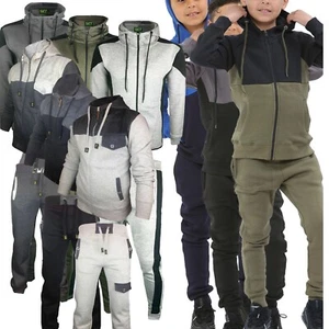 Boys Kids fleece tracksuit Sports Jogging Bottom Hoodie age 7-8 ,13 years JUNIOR - Picture 1 of 25