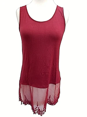 Extensor Origami Cami Para Mujer XL Encaje Bordado Crochet Dobladillo Granate Nuevo Foto 1 de 4