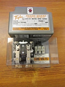 TAYLOR PHASE GUARD PHASE FAILURE RELAY 25A, 480V, CAT# PNDR-480-3TDPDT .. UU-33 - Picture 1 of 3