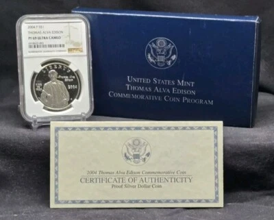 2004 P THOMAS ALVA EDISON - $1 - NGC PF69 UC - SILVER COIN - BROWN LABEL /w OGP - Image 1 of 4