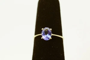 18K Yellow Gold Size 7 Beautiful 1.24 ct Natural Tanzanite Ring 2.1 G (RIN5517) - Picture 1 of 12