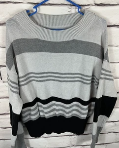 Lucky Brand Damenpullover Größe S/P schwarz/grau Langarm gestreift - Bild 1 von 6