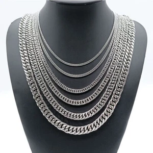 Catena cubana intrecciata 3/5/7/9/11,5 mm uomo donna acciaio inox bordo taglio diamantato - Foto 1 di 8