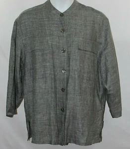 Classiques Entier Gray Tweed Linen Long Duster Jacket Pockets 1X 2X - Picture 1 of 5