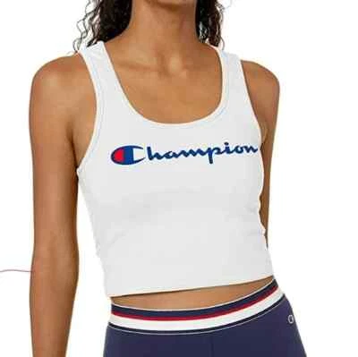 Champion Everyday White Blue Discounted Crop Top Women's Tank Top - Image 1 of 4