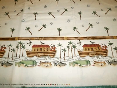 ALL ABOARD NOAH ARK ALEXANDER HENRY  BORDER COTTON FABRIC 44" X 71''-1.97 YRDS - Image 1 of 4