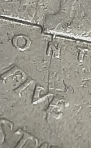 1958 D Jefferson Nickel - Obverse Edge Indent/Reverse Lamination Peel/Crack Cover