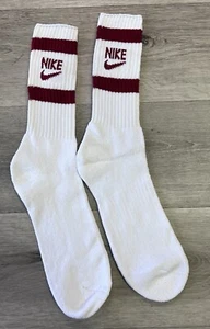 Vintage Nike Socks Striped 80s 90s Swoosh Spell Out Crew Men VTG Calf Brick Red - Picture 1 of 5