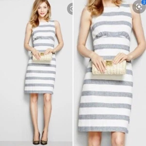 J Crew Womens Size 8 Linen Blend White Navy Striped Sleeveless Sheath Dress - Bild 1 von 7