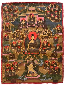 Thangka: Thangka tibetano pintado a mano: Buda con túnica marrón - Imagen 1 de 3