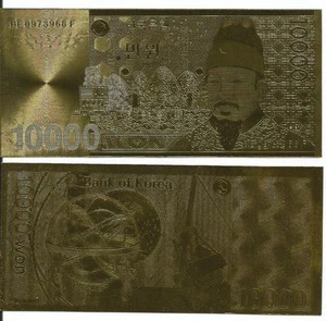BILLETE DORADO DE 10000 WON COREA _ BILLETE DORADO DE 24 QUILATES - DINERO DE REGALO COLECCIONABLE - Imagen 1 de 12