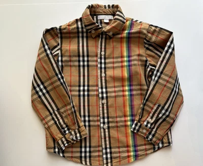 Camisa Burberry Niños Arco Iris Nova Check Niño Manga Larga Abotonada Talla 10Y Foto 1 de 4