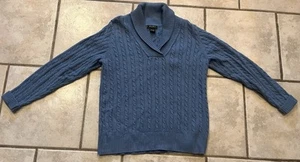 Eddie Bauer Schalkragen Zopfmuster Damen blau LARGE - Bild 1 von 3