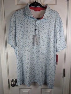 Redvanly Ashby PUREpoly Golf Polo XL Breeze Blue Floral Performance Stretch NWT - Picture 1 of 7