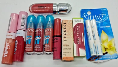Asst. Lip Gloss & Balm Bundle – NYX, CoverGirl, Honest, Kiko, Softlips  10 PCS - Image 1 of 4