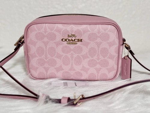 Borsa per fotocamera Coach CY752 Mini Jamie nuova con etichette in tela firmata rosa cipria