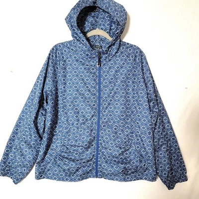 Chaqueta cortavientos/lluvia Hannah para mujer talla XL cremallera completa bolsillos con capucha azul blanco Foto 1 de 4
