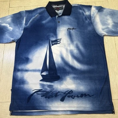 Polo Y2K Phat Farm para hombre 2XL XXL velero vintage AOP Foto 1 de 4