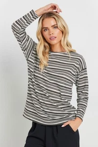 M&Co Petite Pleated Hem Stripe Top - Picture 1 of 7