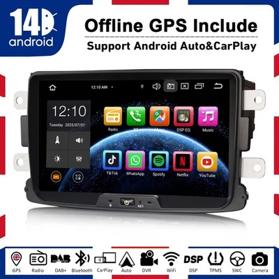 8"CarPlay Android Auto Autoradio GPS BT5.0 SWC Renault Dacia Duster Logan Dokker - Bild 1 von 4