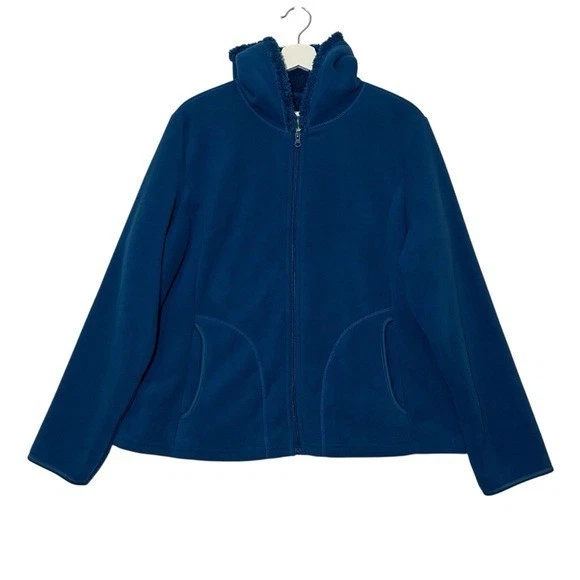 Chaqueta con capucha Faded Glory para mujer XL (16-18) polar azul bolsillos con cremallera completa Foto 1 de 4