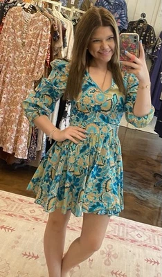 LaRoque Womens V Neck Floral 100% Organic Cotton Mylah Mini Dress Size XS - Image 1 of 2