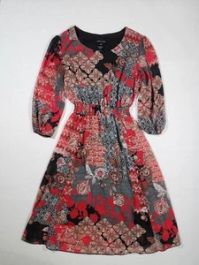 Kate and Lily Gr. 4 Blumen Kleid 3/4 Ärmel gefüttert knielang Boho - Bild 1 von 8