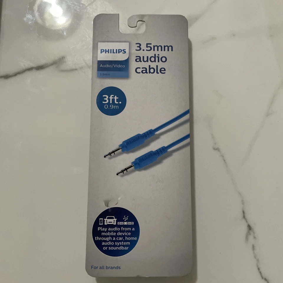 Philips Auxiliary Cable 3.5mm Basic 3ft Audio cable Blue