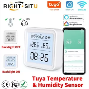 Tuya WIFI Smart Temperature Humidity Sensor Hygrometer Thermometer Backlight - Picture 1 of 6