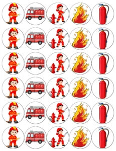 Fireman Fire Fighter x 30 Cupcake Toppers Edible Wafer Paper Fairy Cake Toppers - Picture 1 of 2