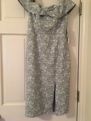 Aidan Mattox Off The Shoulder Midi Dress, Blue Midst (Size 2)- NEW (Retail $395) - Imagem 1 de 4