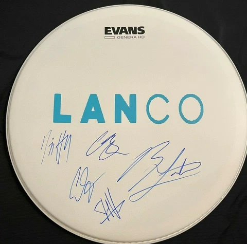 LANCO AUTOGRAPHED EVANS DRUMHEAD W/COA SIGNED BY THE ENTIRE BAND Cover