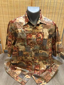 Cooke Street Hawaiian Button Up Vintage Shirt 100% Cotton Medium M Brown H723 - Picture 1 of 6