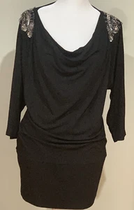 Women’s White House Black Market sequin embellished knit black tunic. Size S. - Picture 1 of 7