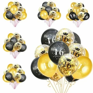 40th 50th 18th Cumpleaños Globos Oro y Negro Edad Globos Confeti Globos Reino Unido - Imagen 1 de 36