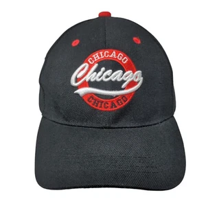 Chicago Strapback Hat Black One Size Adjustable Embroidered 6 Panel - Picture 1 of 7