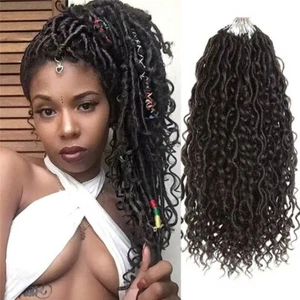 14-24" Goddess Faux Locs Crochet Braids Boho Curls River Locs Hair Extensions - Picture 1 of 32