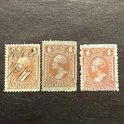 US Stamps Scott #RB14a&b,15b-4c revenue proprietary tax Washington Used Ng - Image 1 of 2