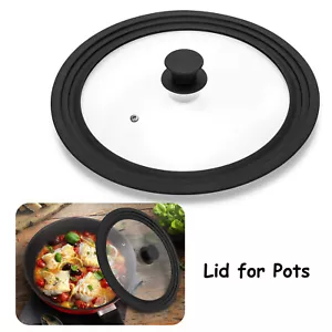 Universal Lid for Pots Pans Skillets Tempered Glass Fits 8" 8.5" 9.5" Cookware - Picture 1 of 7