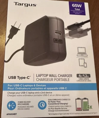Targus 65W USB-C Laptop Wall Charger, new in box  - Image 1 of 4