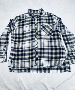 Eddie Bauer Long Sleeve Shirt Mens XL Black White Plaid Pattern Collar Button Up - Picture 1 of 19